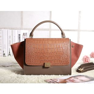 Small Trapeze Bag croco skin suede leather