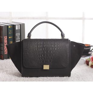 Small Trapeze Bag croco skin suede leather