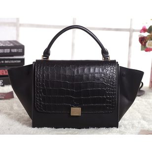 Small Trapeze Bag Croco Black