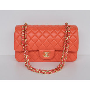 Orange Lamb Skin Leather 2.55 Classic flap bag (Gold)