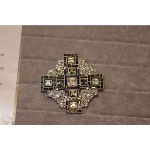 Rhinestone cross brooch