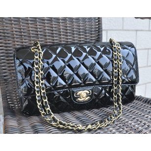 Patent leather flap bag