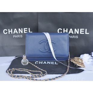 Dark blue leather flap bag