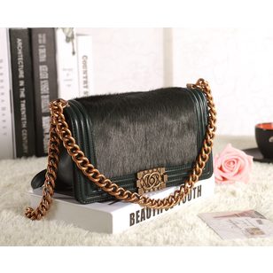 Imported original fur leather flap bag