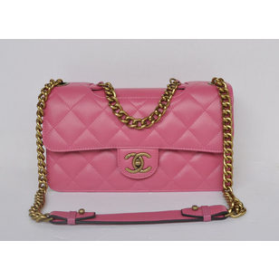 Pink Lamb Leather Flap Bag