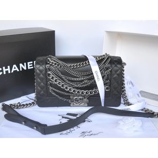 Original leather metal chain flap bag