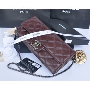 Wine color original leather flap bag