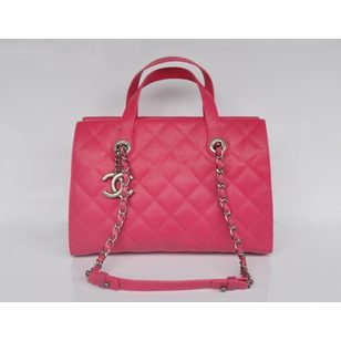 Fuchsia caviar leather handle bag