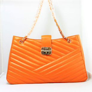 Orange Lamb Leather chain bag