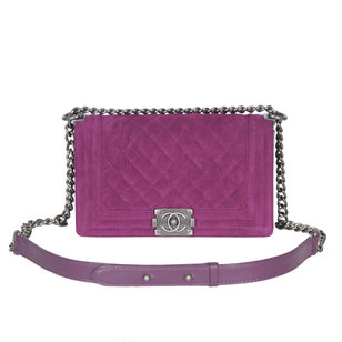 Purple Velvet Should Chain Flap Bag