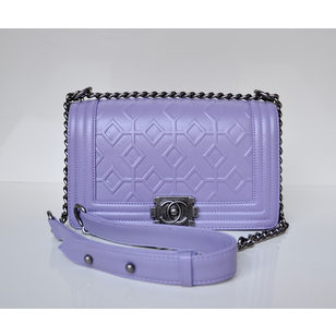 Lavender Color Leather Flap Shoulder Chain Bag