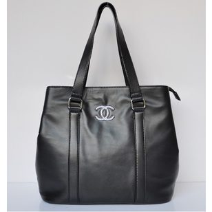 Black Lamb Skin Leather Tote