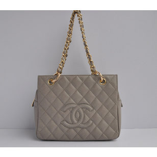 Quilting Double C Logo Top Zip Tote Chain Shoulder Bag