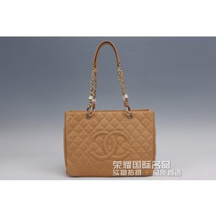 Quilting double chain tote bag Ball Skin Leather