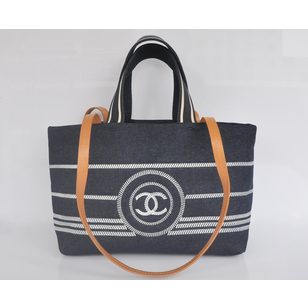 Denim shopping tote bag