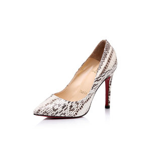 Snake pattern leather pointed head pump