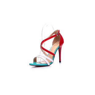 Multiple color leather stripe pump sandal