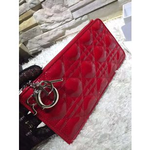 Patent leather card slots zipper long wallet