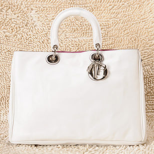 Diorissimo White Nappa Leather Handle Bag