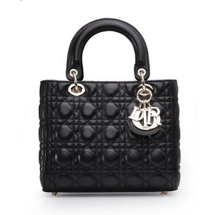 Lady Dior Bag Small Black Leather (Gold)