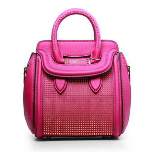 Heroine Fuchsia leather rivets handle bag