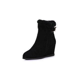 Suede leather wedge pump short boots