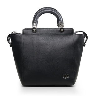 Black leather handle bag