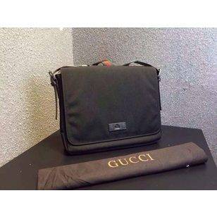 Black fabric messenger bag