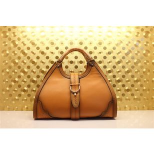 stirrup fango color leather top handle bag