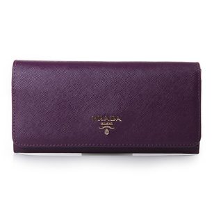 Saffiano Leather Button Flap Closure Wallet