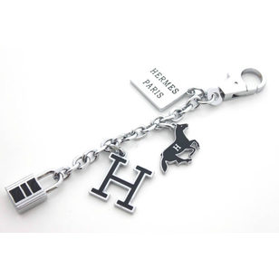 Nickel Metal Black Enamel Bag Charm