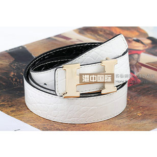 Gold Metal H White&Black croco Belt