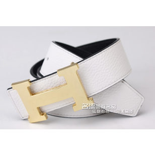 Gold Metal H White&Black Belt HB-G-WHT