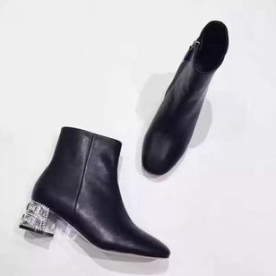 lambskin leather diamond heels short boots