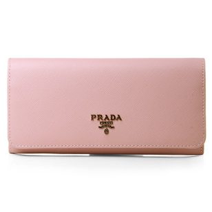 Light Pink Saffiano Leather Button Flap Closure Wallet