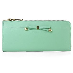 Light Green Saffiano Leather Bowknot Wallet