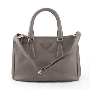 Grey Saffiano Leather Classic Handbag