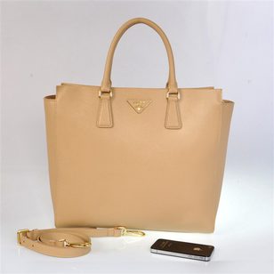 Beige Saffiano Leather Classic 34CM Handbag