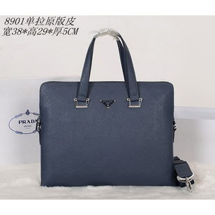 Dark blue saffiano leather briefcase