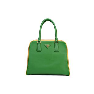 Saffiano Leather Metal Frame Closure Handle Bag