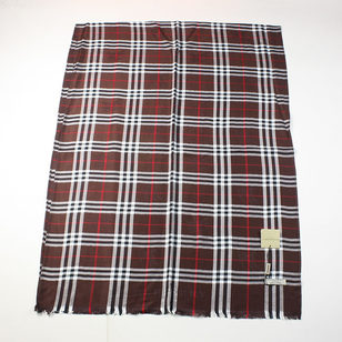 Cotton Fabric Brown Check Pattern Scarf