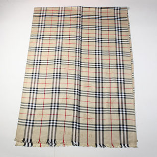 Cotton Fabric Beige Check Pattern Scarf