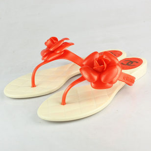 Orange Camellia Flat Flip Flop