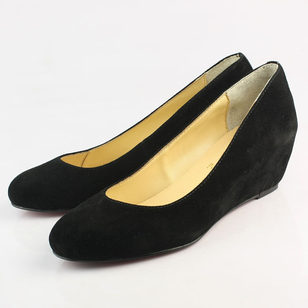 Black Suede Leather Hidden Wedge Pump