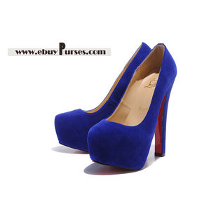 Blue Suede Leather Ultra High Hidden Platform Pump