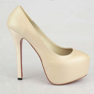 Nude Lambskin Leather Ultra High Hidden Platform Pump