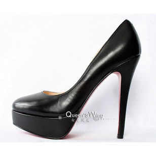 Black Lambskin Leather Red Sold Ultra High Platform Pump