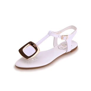 White Patent Leather Flip Flops Flat Sandal