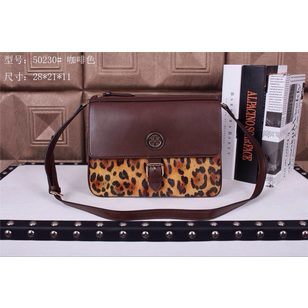 Leopard pattern leather flap cross-body bag