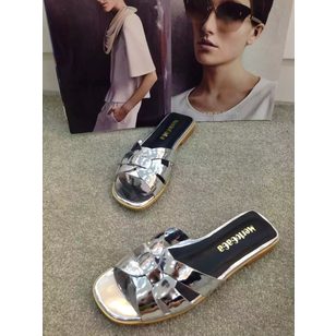 patent leather square slippers